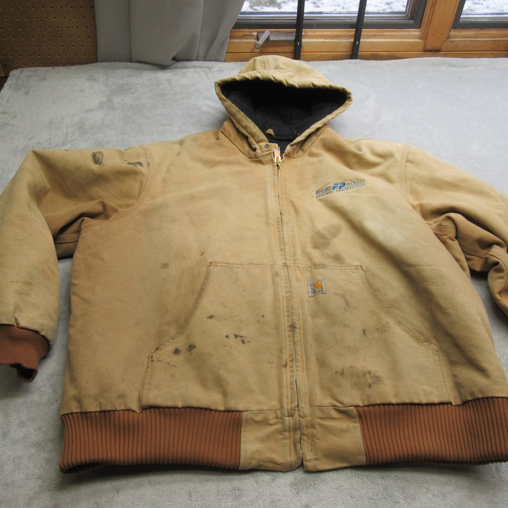 Carhartt Jacket Mens XXL Duck Thermal Flannel Lined Hooded Active Jac VTG USA